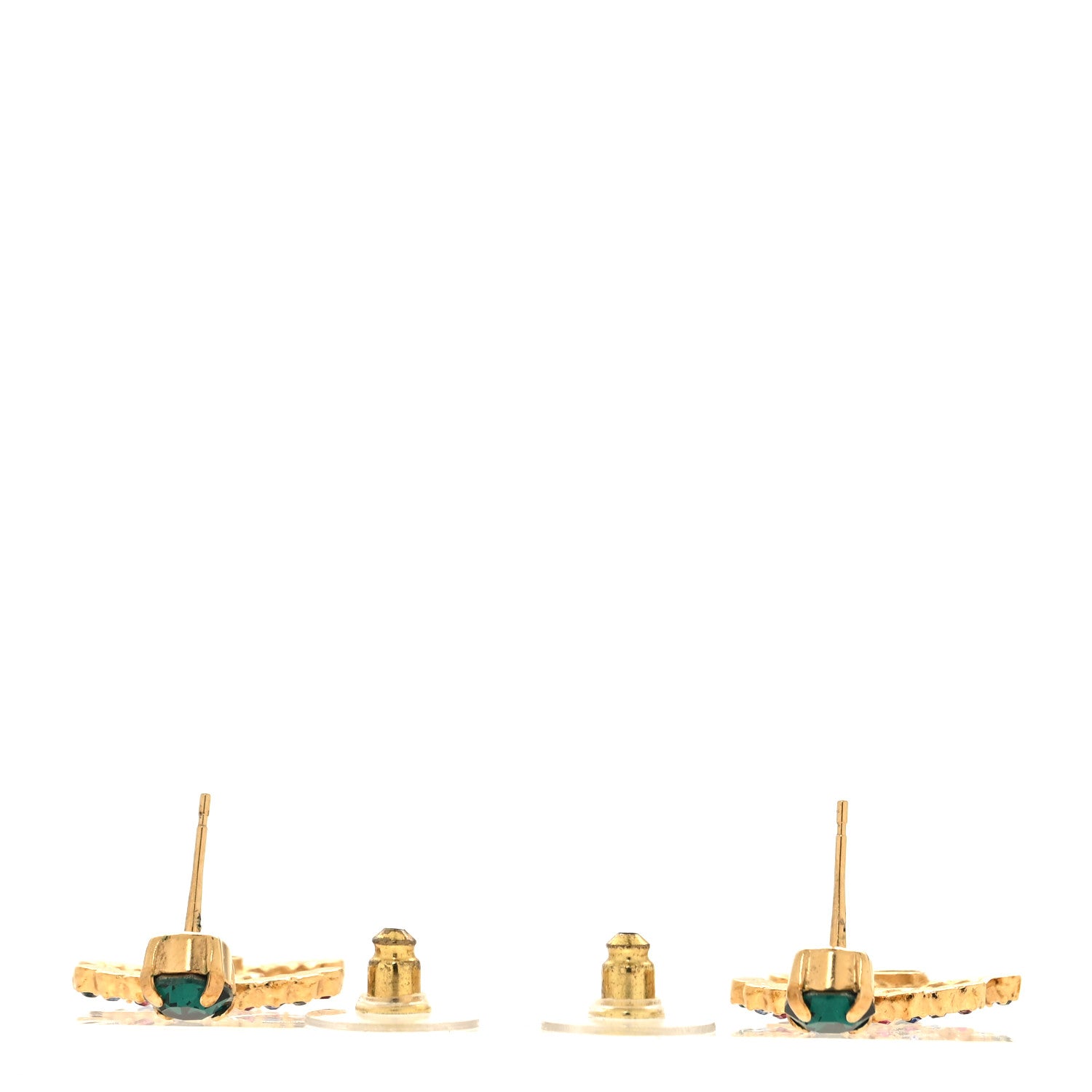 Chanel Crystal Over The Rainbow CC Drop Earrings Gold Multicolor 3 of 5