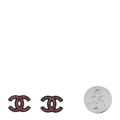Chanel Glitter Resin CC Earrings Pink Black 2 of 4
