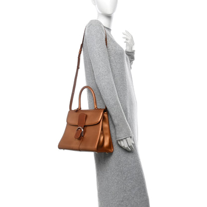 Delvaux Metallic Calfskin MM Brillant Satchel Bronze 3 of 13