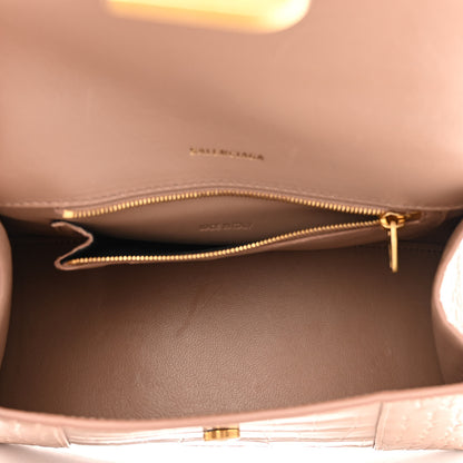 Balenciaga Shiny Calfskin Crocodile Embossed Small Hourglass Top Handle Bag Nude Beige 5 of 9