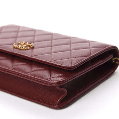 Chanel Lambskin Quilted Infinity Wallet On Chain WOC Burgundy 7 of 12
