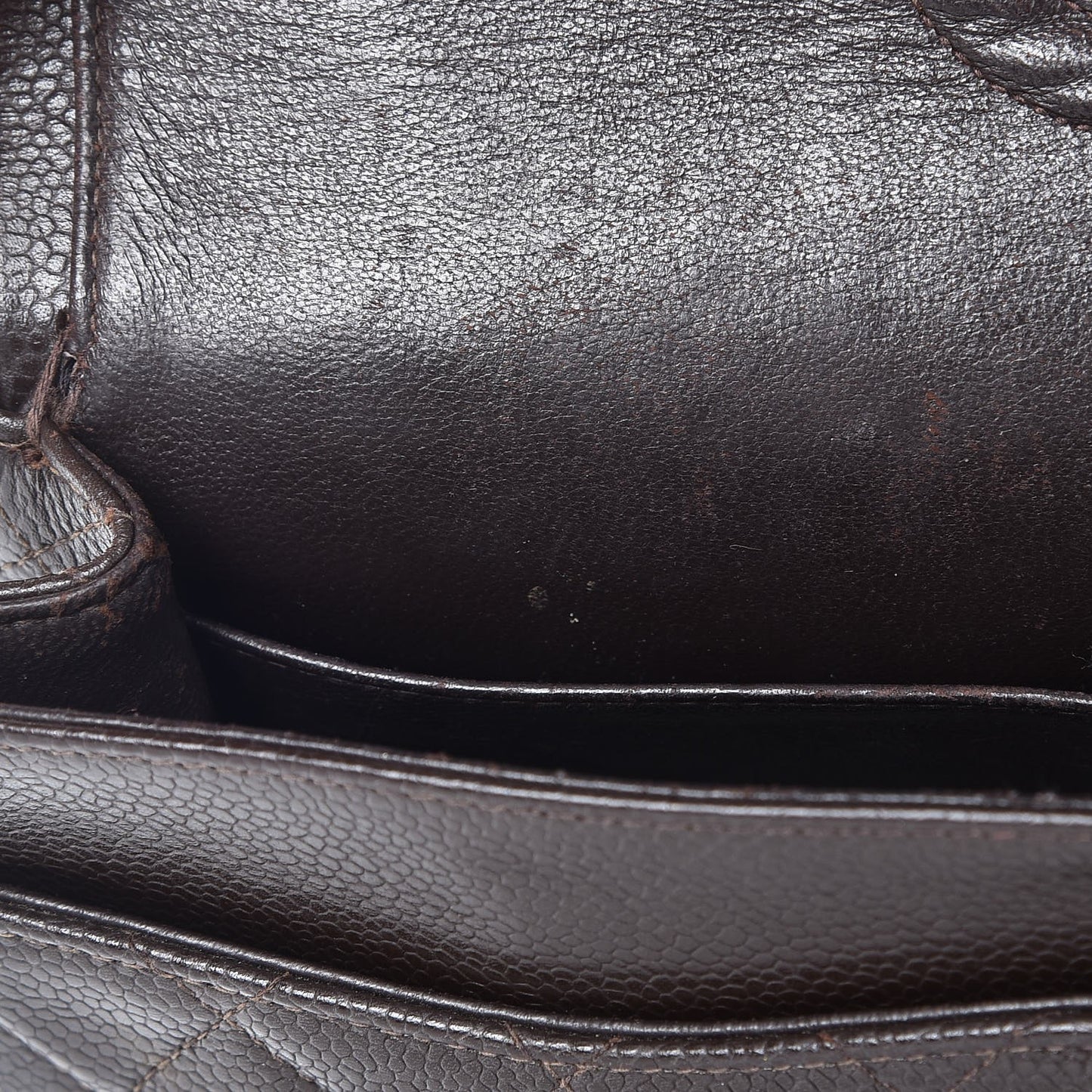Caviar Quilted Medium Double Flap Brown
