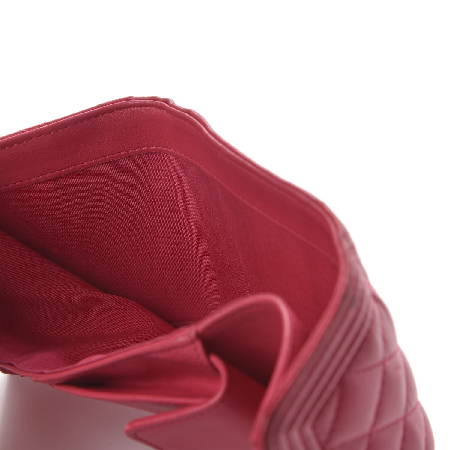 Chanel Lambskin Quilted Compact Boy Wallet Fuchsia 12 of 12