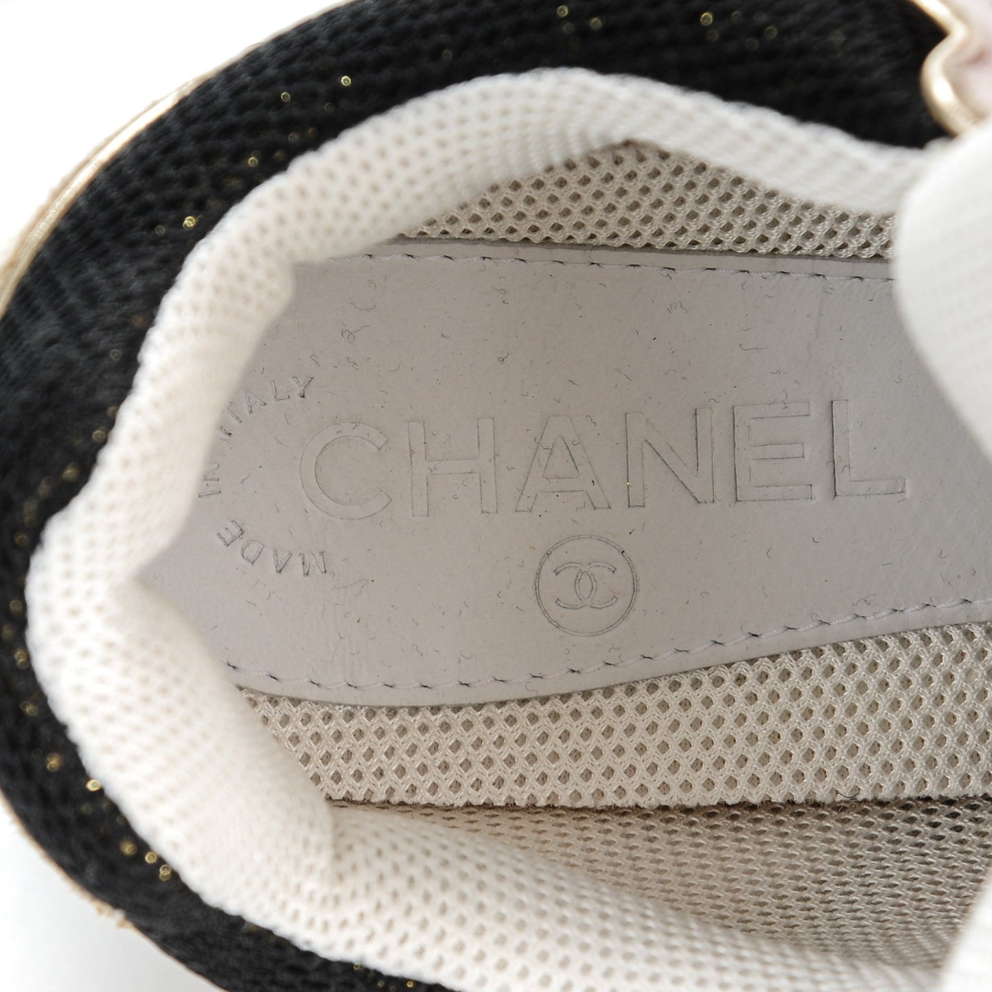 Suede Calfskin CC Sneakers 39 Black White Gold