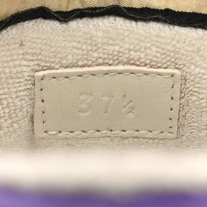 Gucci Calfskin Lame GG Monogram Web Womens Screener Sneakers 37.5 Blue Silver Dusty Milk Shine Purple 9 of 10