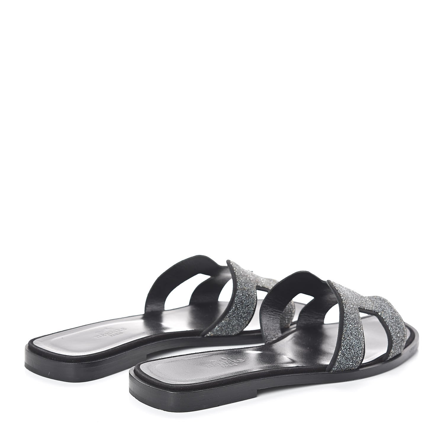 Hermes Suede Goatskin Crystal Powder Oran Sandals 38 Black 4 of 7