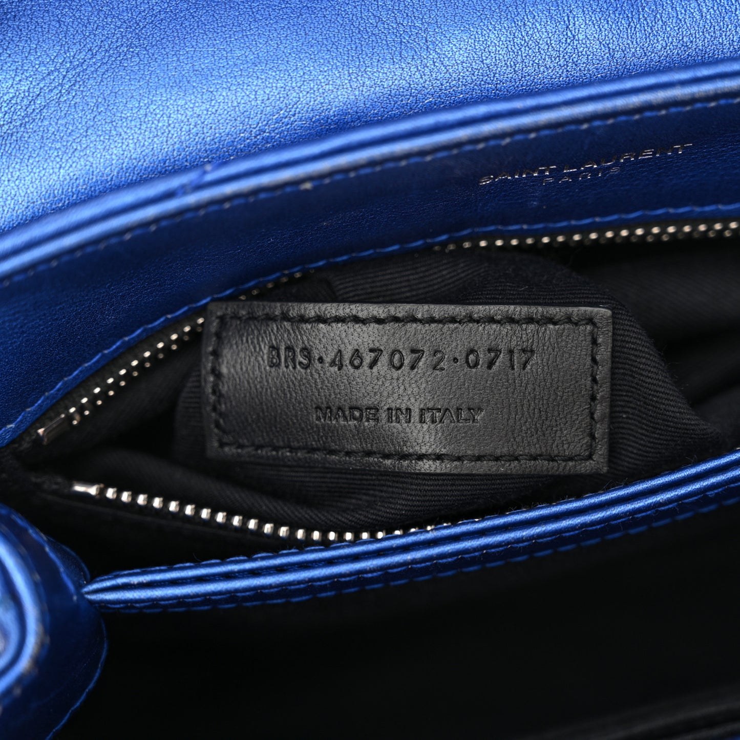 Metallic Calfskin Y Quilted Monogram Toy Loulou Crossbody Bag Blue Royal