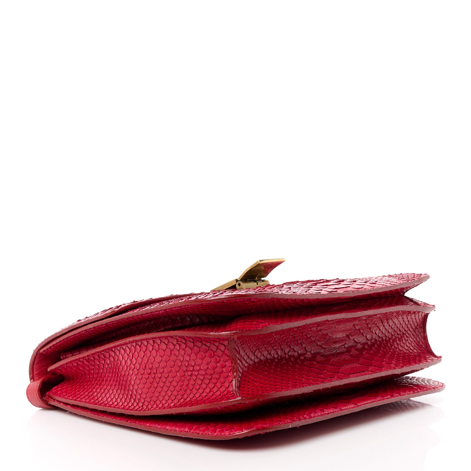 Celine Snakeskin Medium Classic Box Flap Red 4 of 15