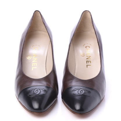 Chanel Lambskin Cap Toe Pumps 39 Brown Black 2 of 8