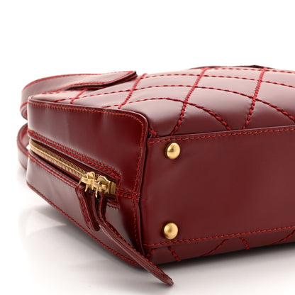 Chanel Calfskin Contrast Stitch Small Surpique Bowler Red 7 of 8