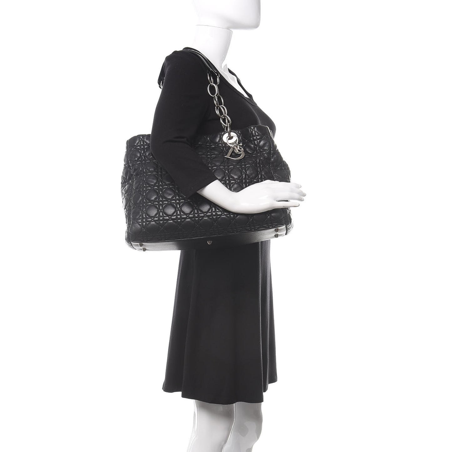Lambskin Cannage Large Dior Soft Shopping Tote Black