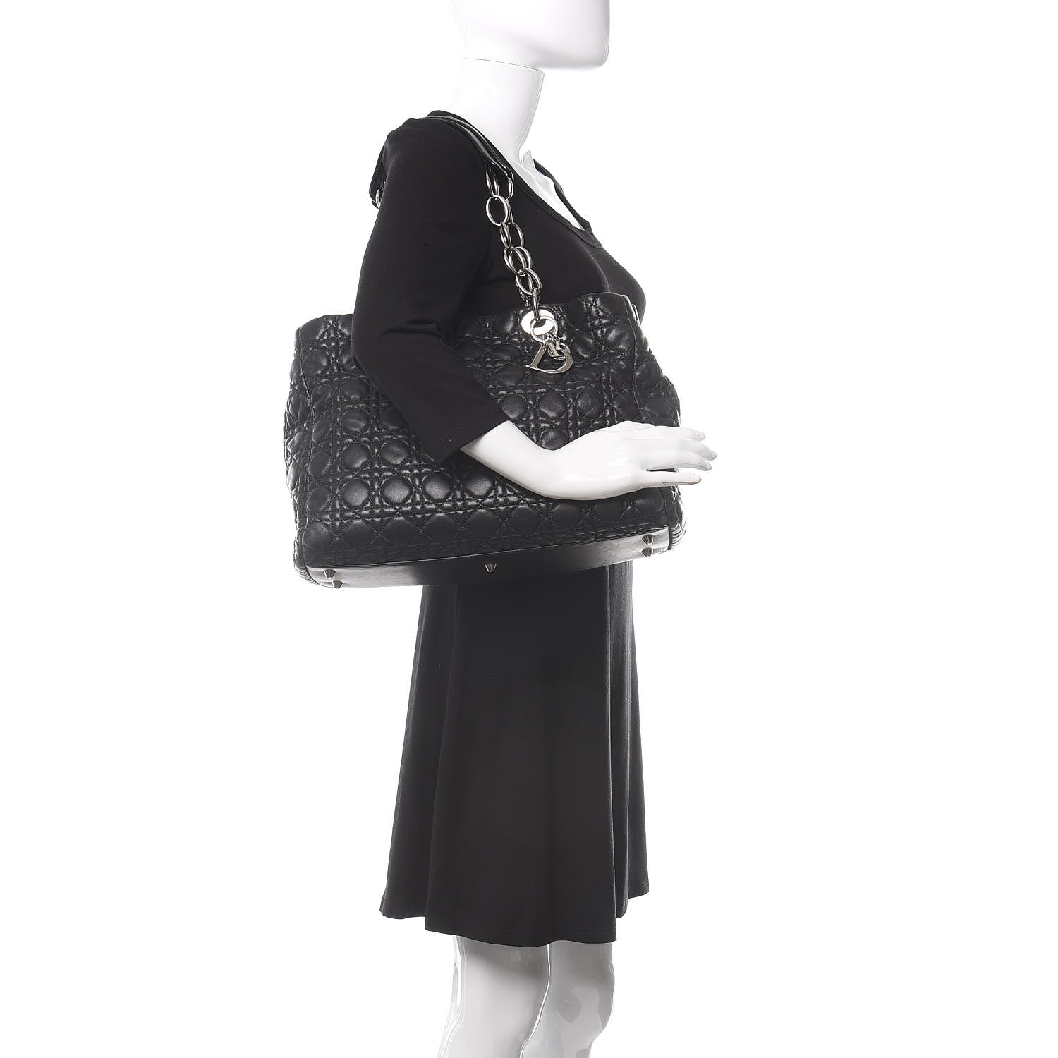 Christian Dior Lambskin Cannage Large Dior Soft Shopping Tote Black 2 of 11