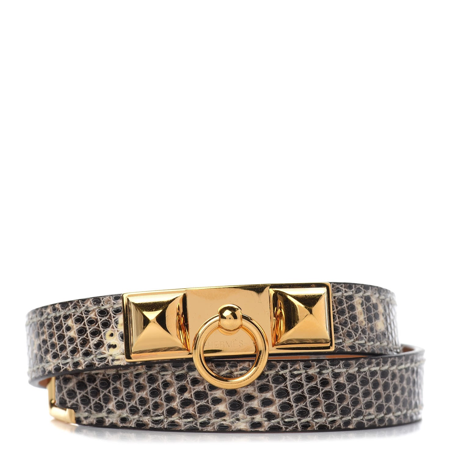 Hermes Lizard Rivale Double Tour Bracelet T2 Ombre 1 of 7