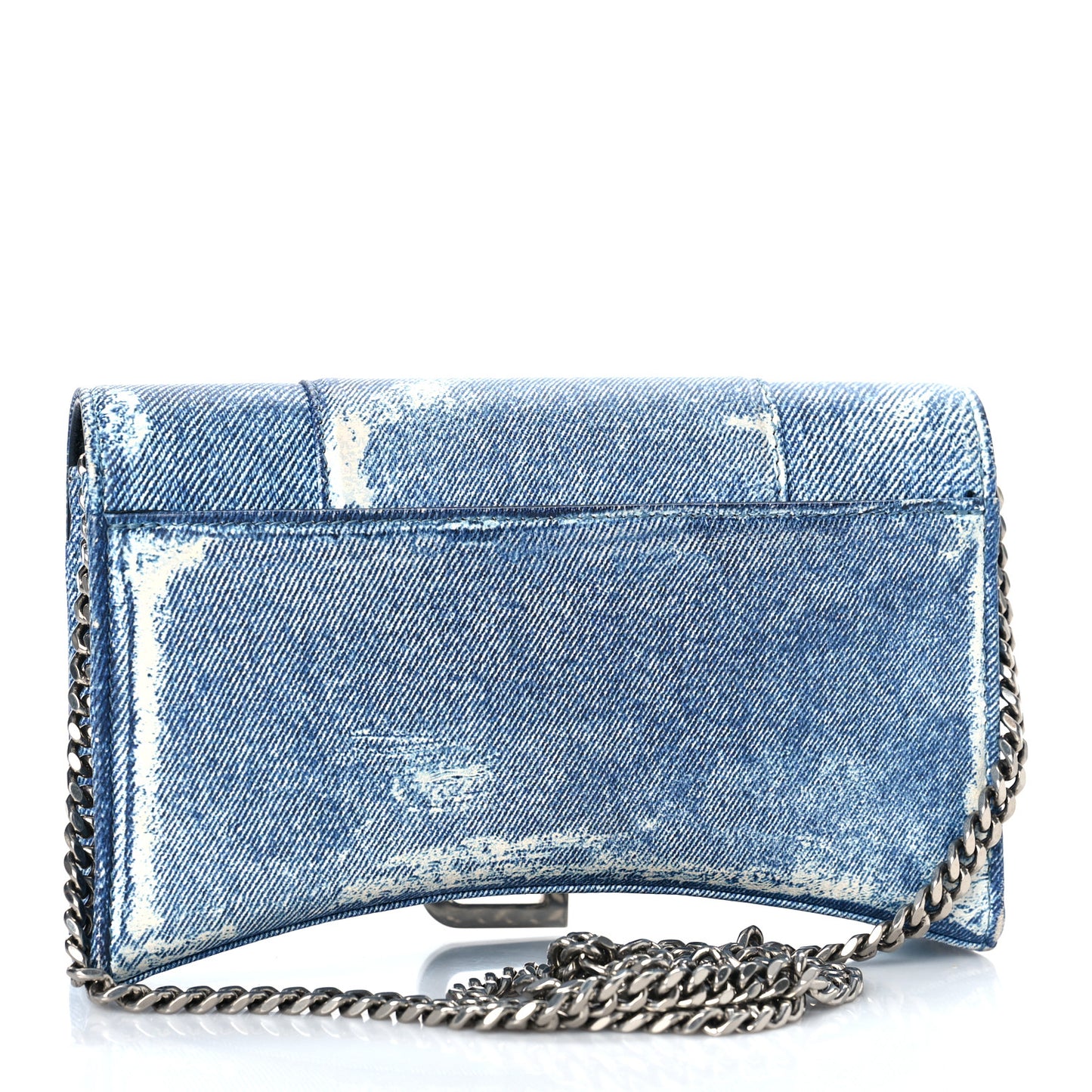 Nappa Denim Printed Hourglass Chain Bag Denim Blue