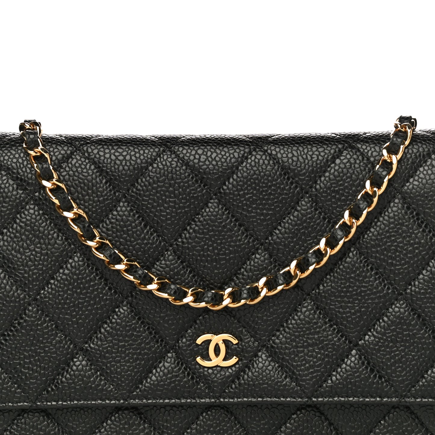 Caviar Quilted Wallet On Chain WOC Black
