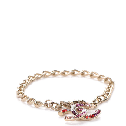 Chanel Baguette Crystal CC Bracelet Gold Fuchsia Purple 1 of 4