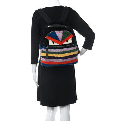 Fendi Shearling Monster Backpack Multicolor Black 2 of 10