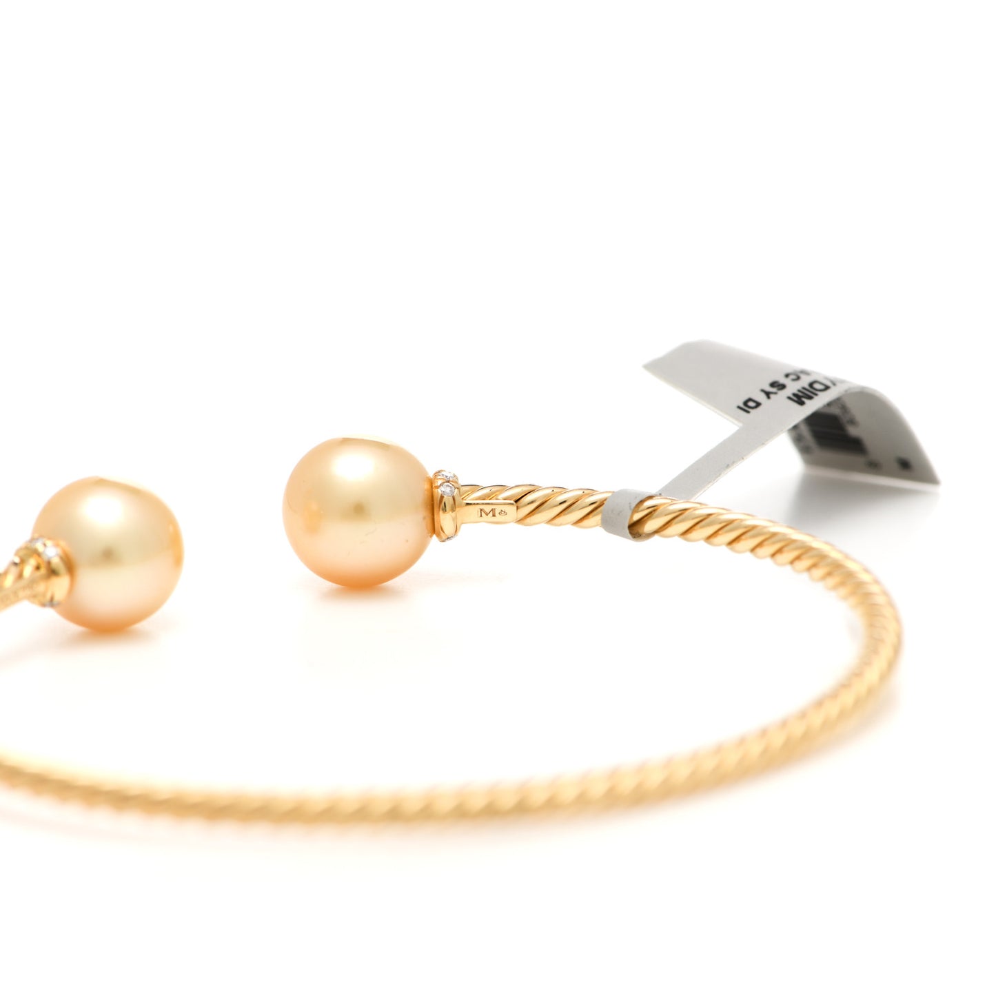 18K Yellow Gold Diamond South Sea Golden Pearl 9mm Solari Bracelet