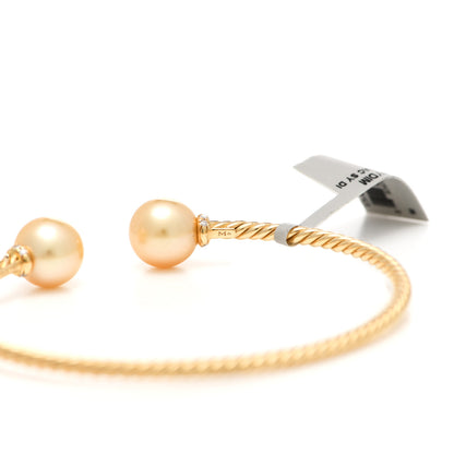 David Yurman 18K Yellow Gold Diamond South Sea Golden Pearl 9mm Solari Bracelet 4 of 4