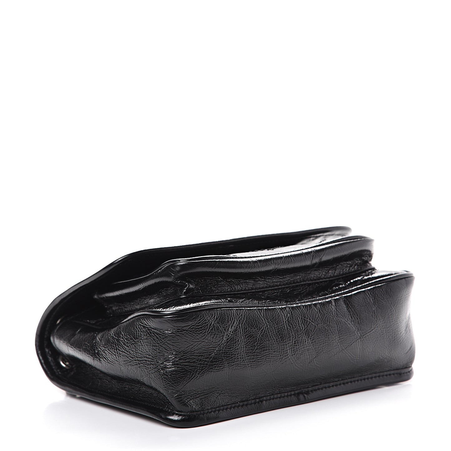 Crinkled Calfskin Matelasse Monogram Baby Niki Chain Satchel Black
