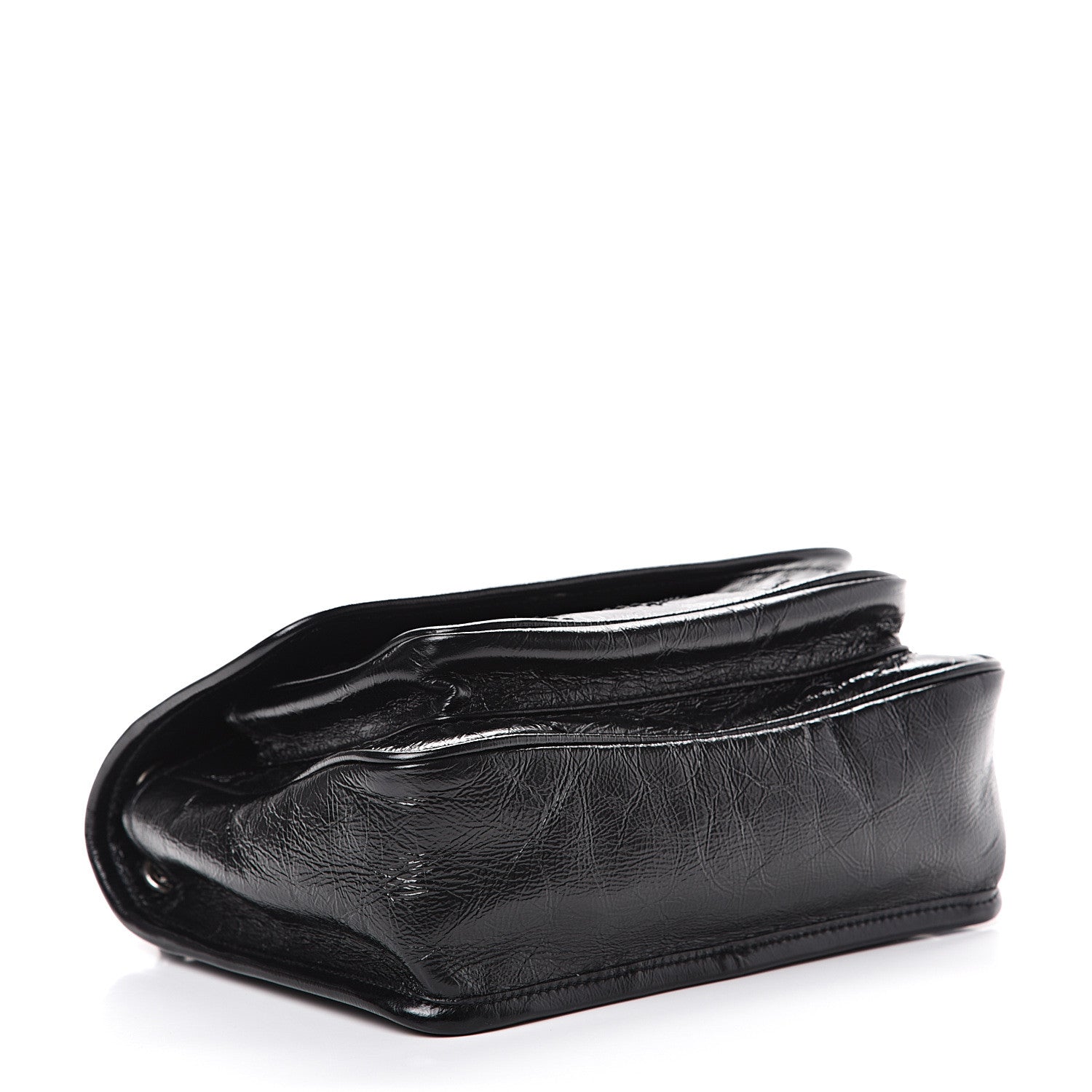 Saint Laurent Crinkled Calfskin Matelasse Monogram Baby Niki Chain Satchel Black 3 of 9