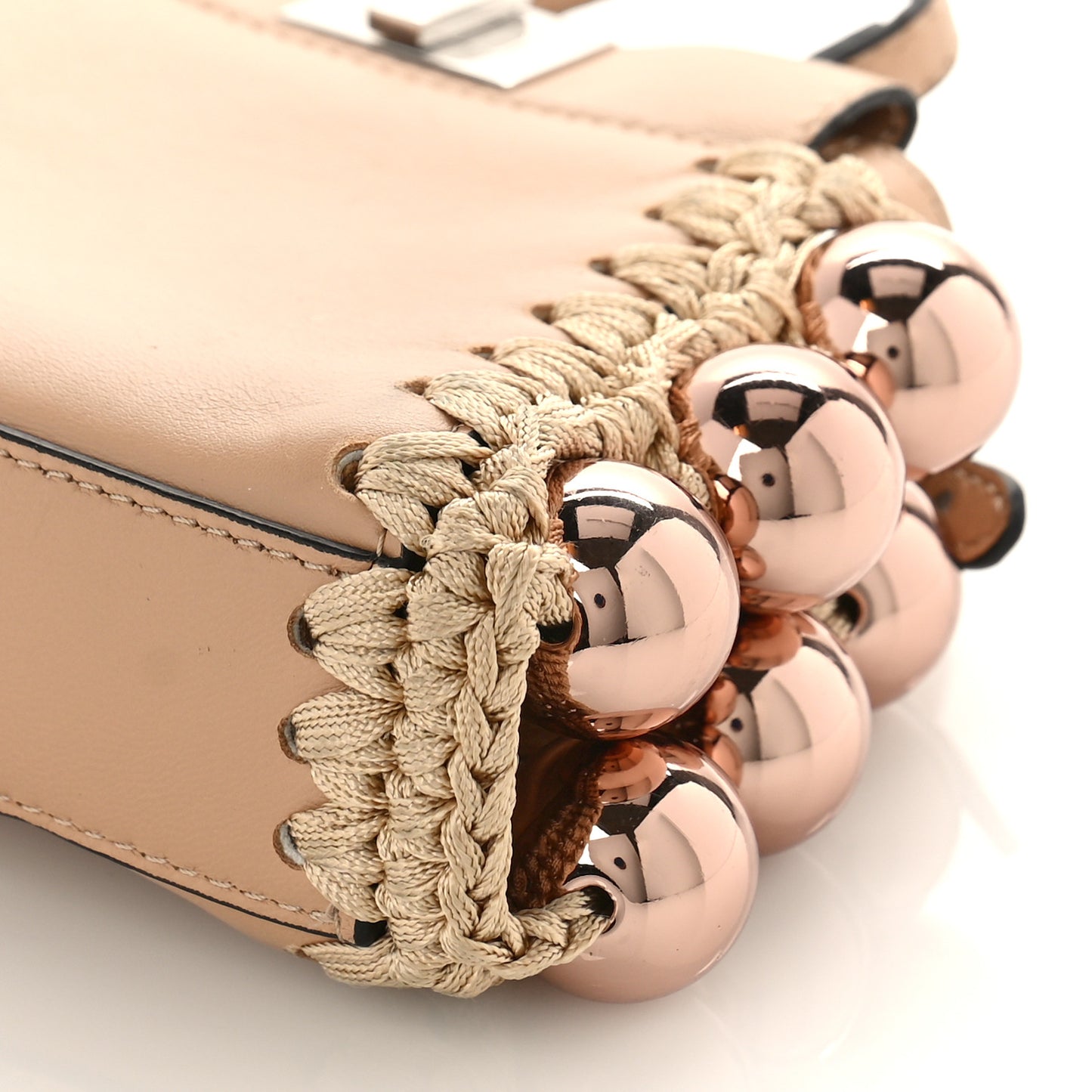 Vitello Century Pearl Embellished Lace Up Micro Peekaboo Iconic Satchel Makeup