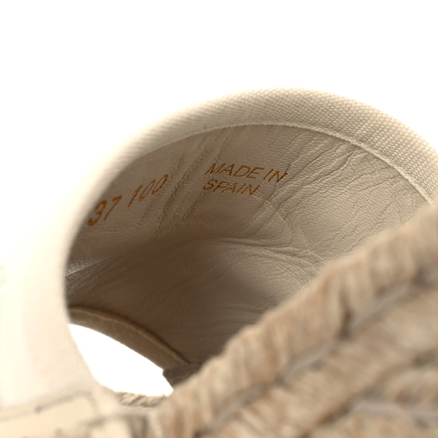 Gucci Canvas Damita GG Eyelet Espadrille Wedge Sandals 37 Ivory 10 of 12
