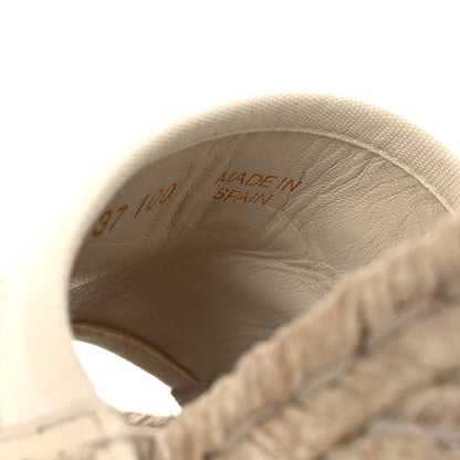Gucci Canvas Damita GG Eyelet Espadrille Wedge Sandals 37 Ivory 10 of 12