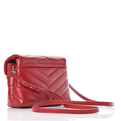 Saint Laurent Calfskin Y Quilted Monogram Toy Loulou Crossbody Bag Red 3 of 12