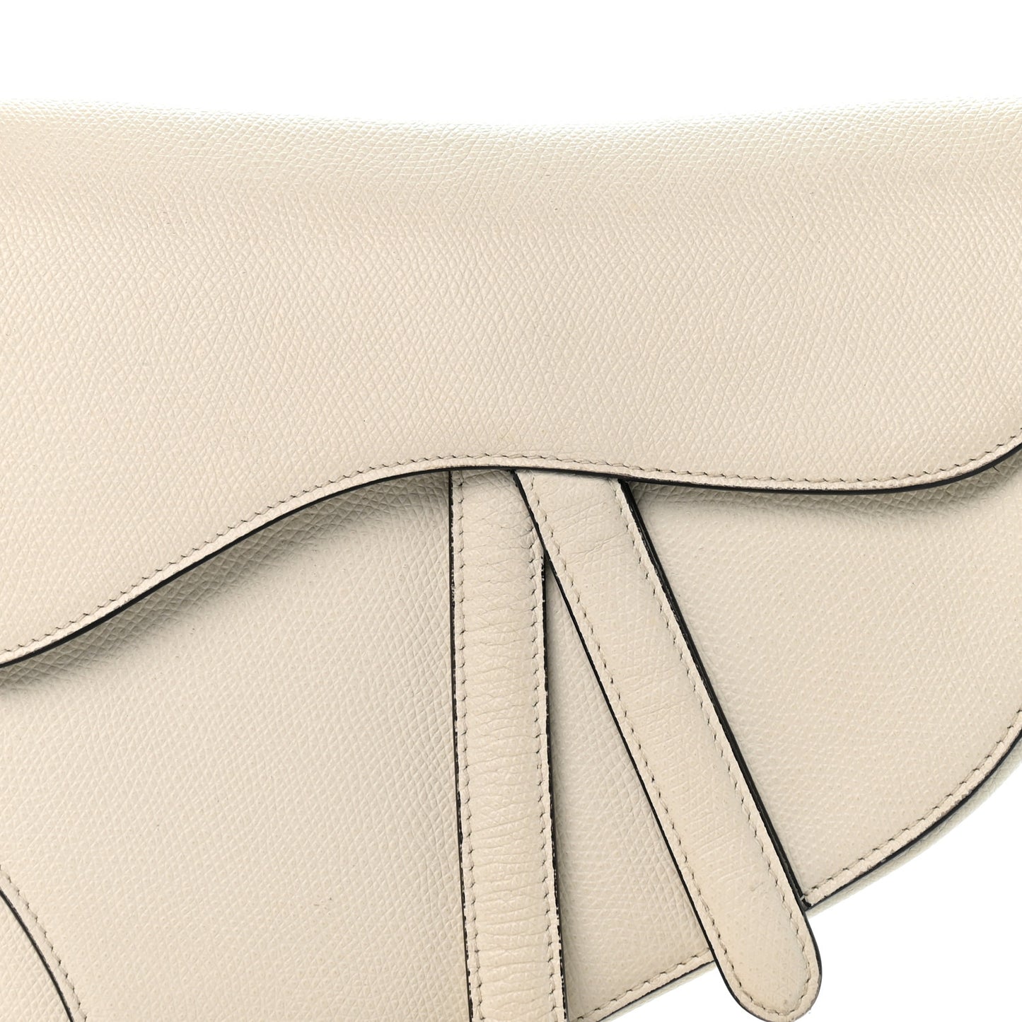 Grained Calfskin Saddle Bag White