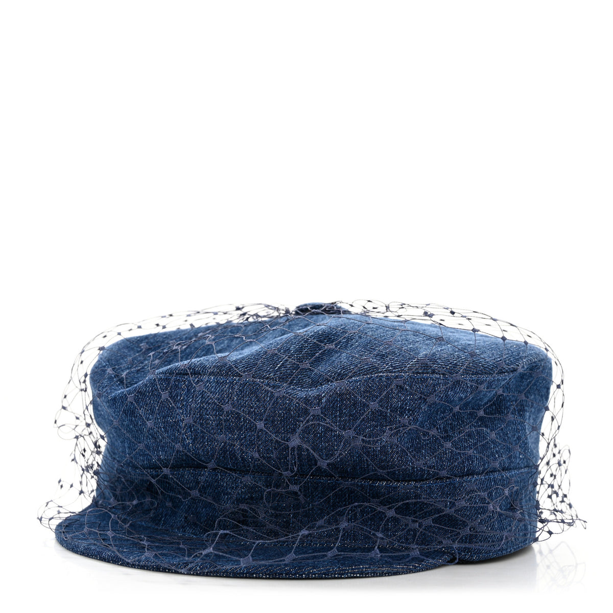 Christian Dior Denim Arty Cap with Veil 57 Blue 1 of 8