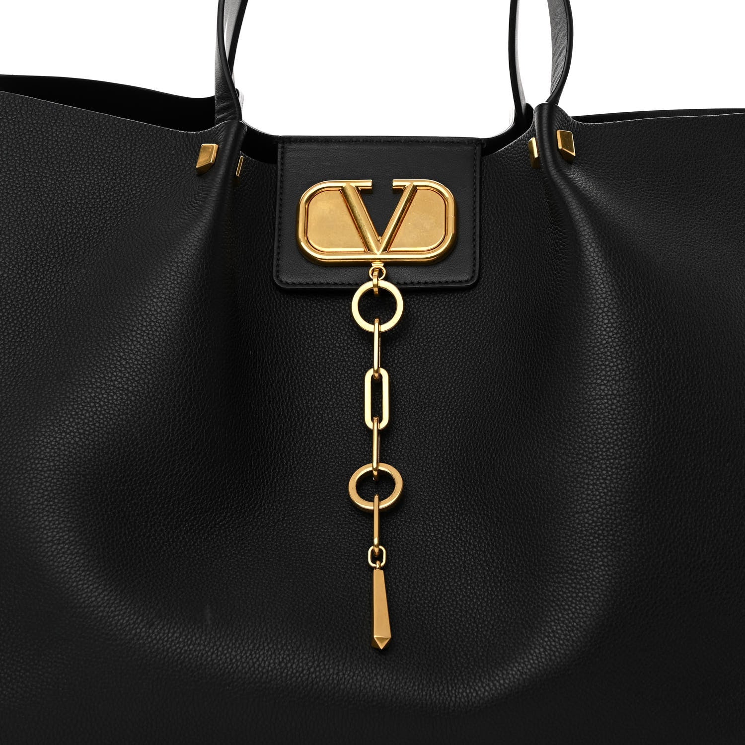 Valentino Garavani Grainy Calfskin Large VLogo Escape Shopper Black 7 of 11