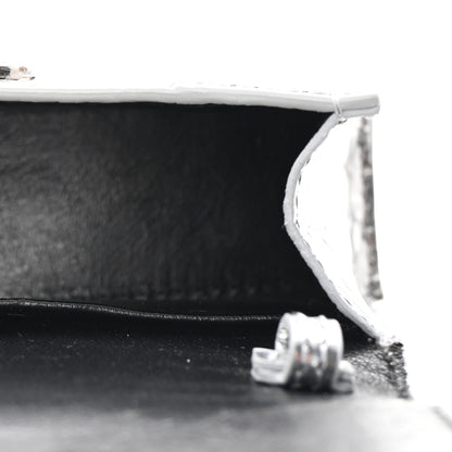 Balenciaga Metallic Calfskin Crocodile Embossed Hourglass Top Handle Bag Mini Silver 5 of 10