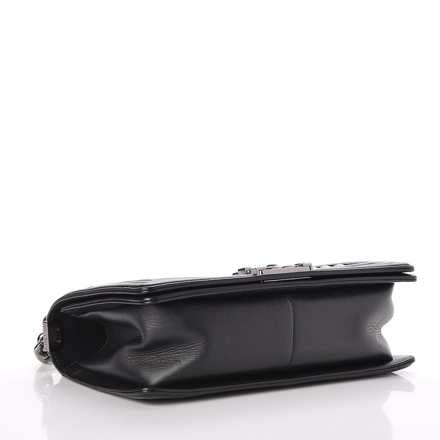 Chanel Calfskin Chevron Quilted Medium Chain Boy Flap Black 4 of 7