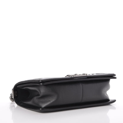 Chanel Calfskin Chevron Quilted Medium Chain Boy Flap Black 4 of 7