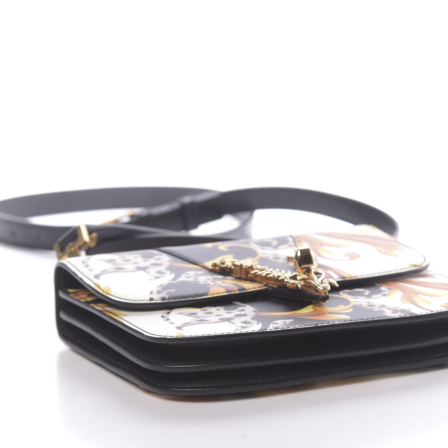 Versace Nappa Acanthus Print Small Virtus Shoulder Bag Black 8 of 9