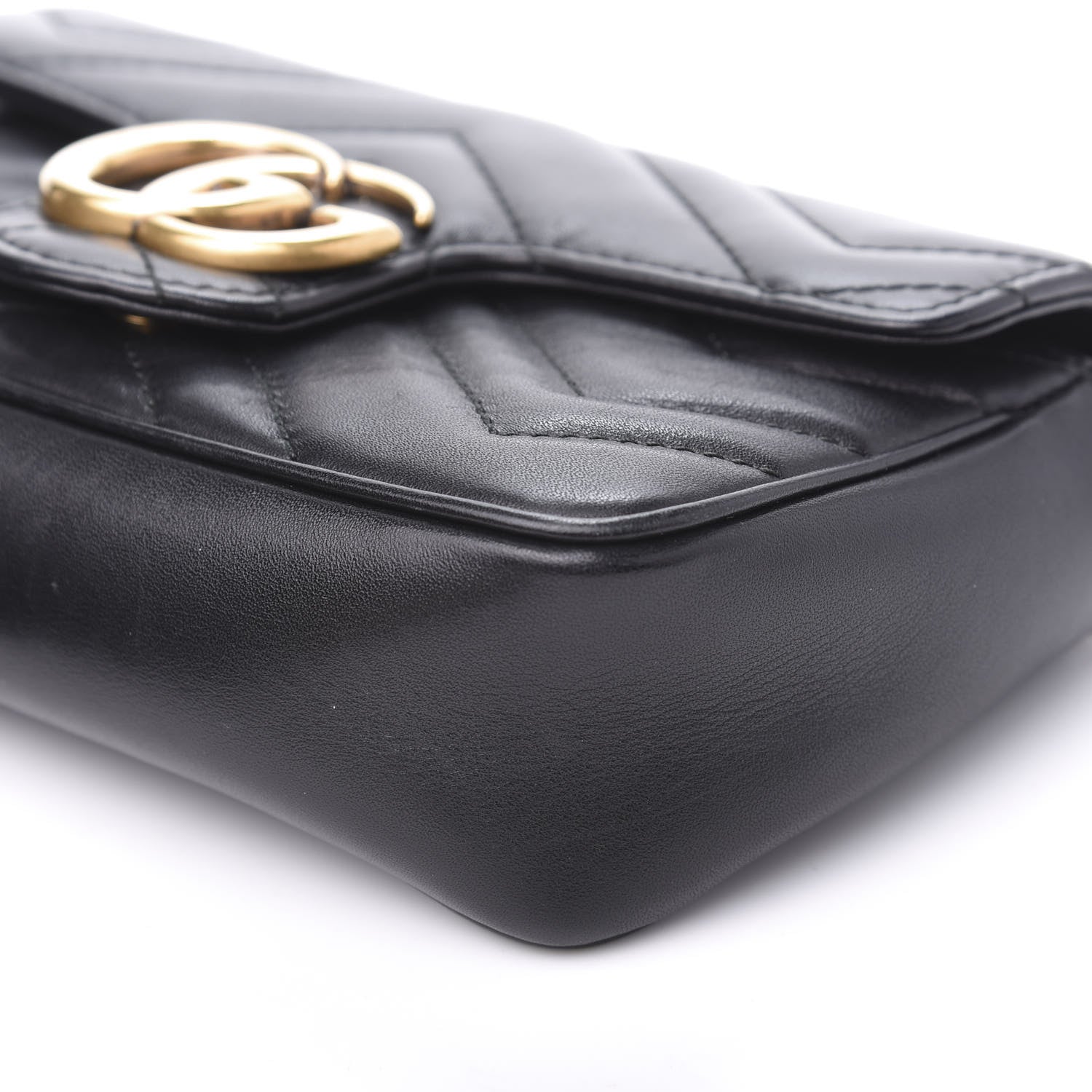Gucci Calfskin Matelasse Super Mini GG Marmont Shoulder Bag Black 11 of 14
