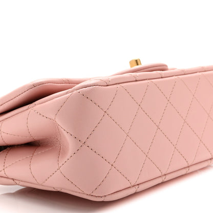 Chanel Lambskin Quilted Mini Rectangular Sweet Camellia Flap Light Pink 9 of 10
