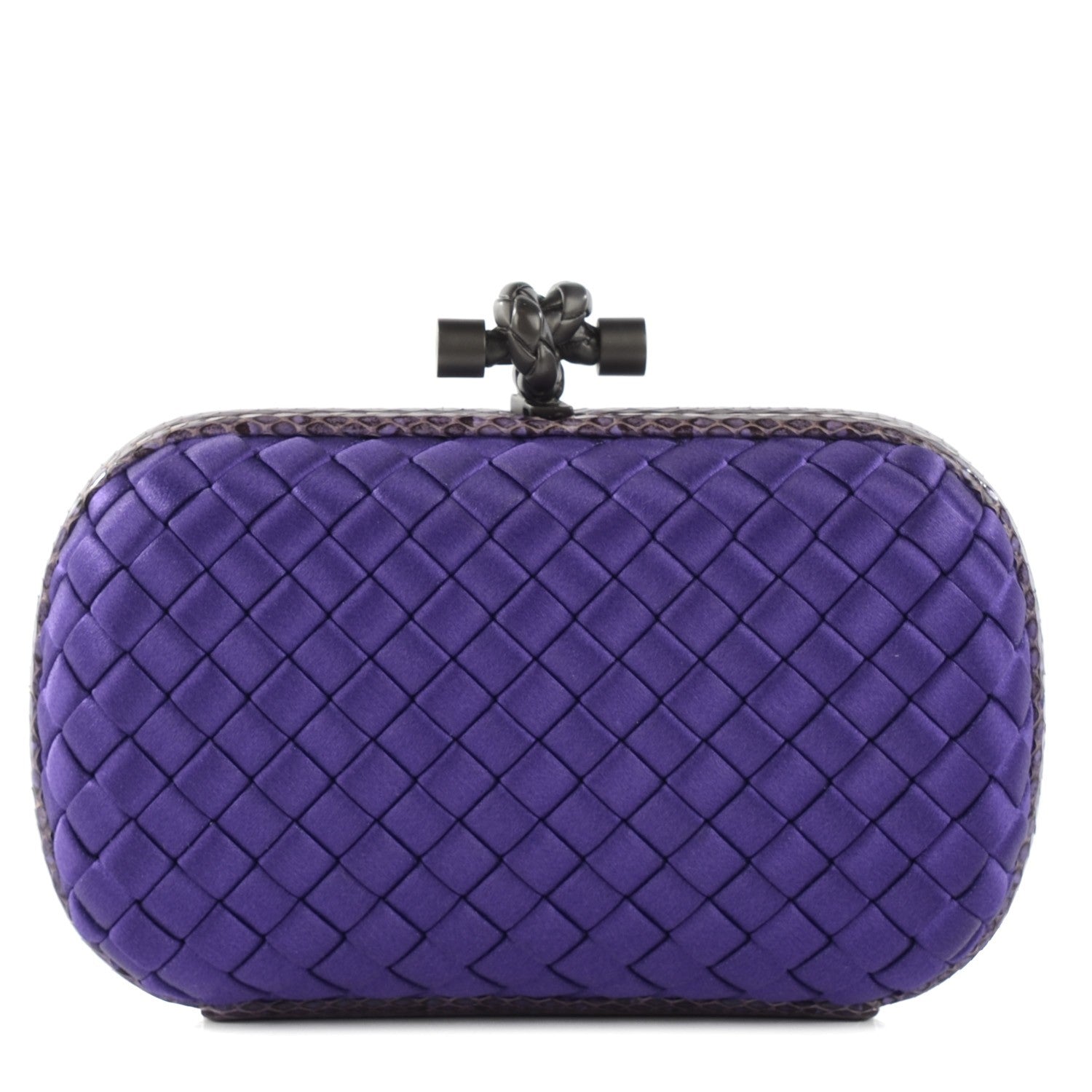 Bottega Veneta Satin Intreccio Impero Ayers Knot Clutch Violet 1 of 5
