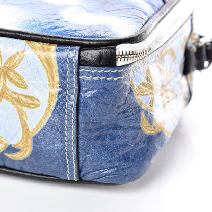 Balenciaga Agneau Floral Print Small Blanket Square Tote Bleu 6 of 9