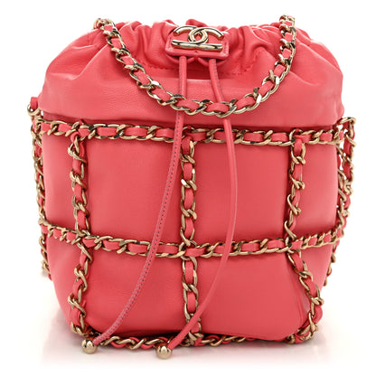 Chanel Lambskin Bucket Chain Drawstring Bag Pink 1 of 10