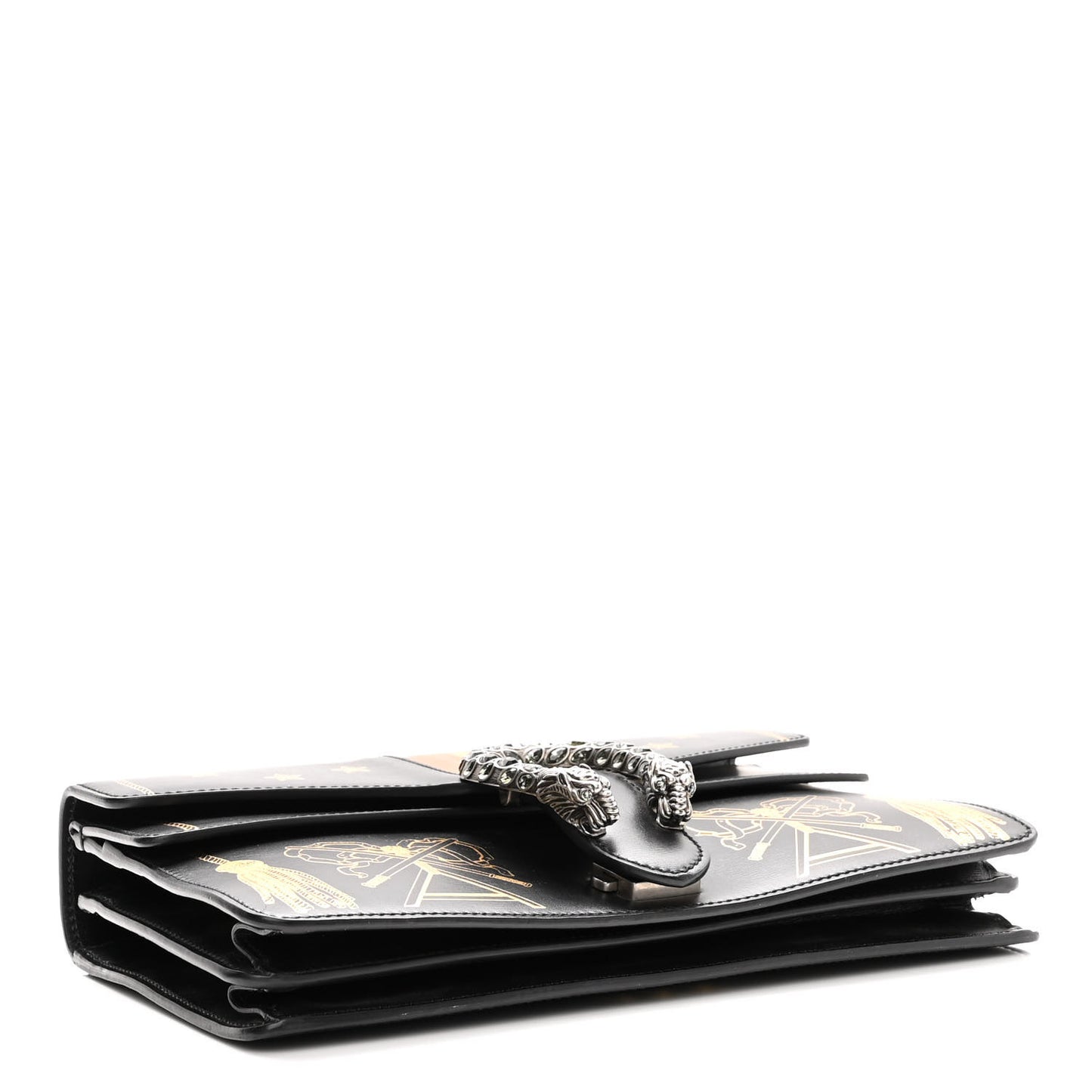 Calfskin Crystal Star Tassel Print Small Dionysus Shoulder Bag Black