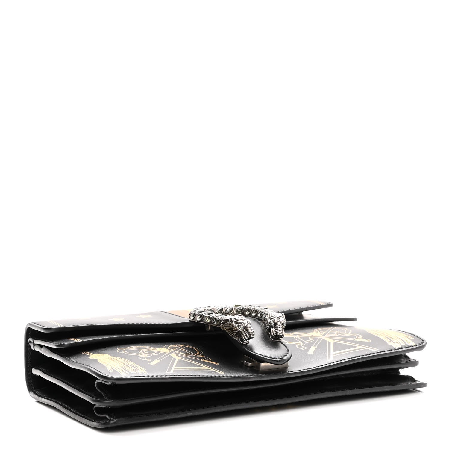 Gucci Calfskin Crystal Star Tassel Print Small Dionysus Shoulder Bag Black 4 of 11