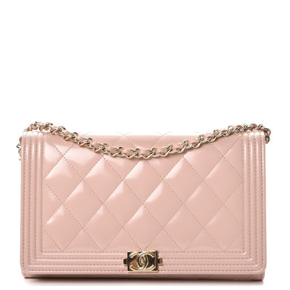 Chanel Iridescent Calfskin Quilted Boy Wallet on Removable Chain Light Pink 1 of 12