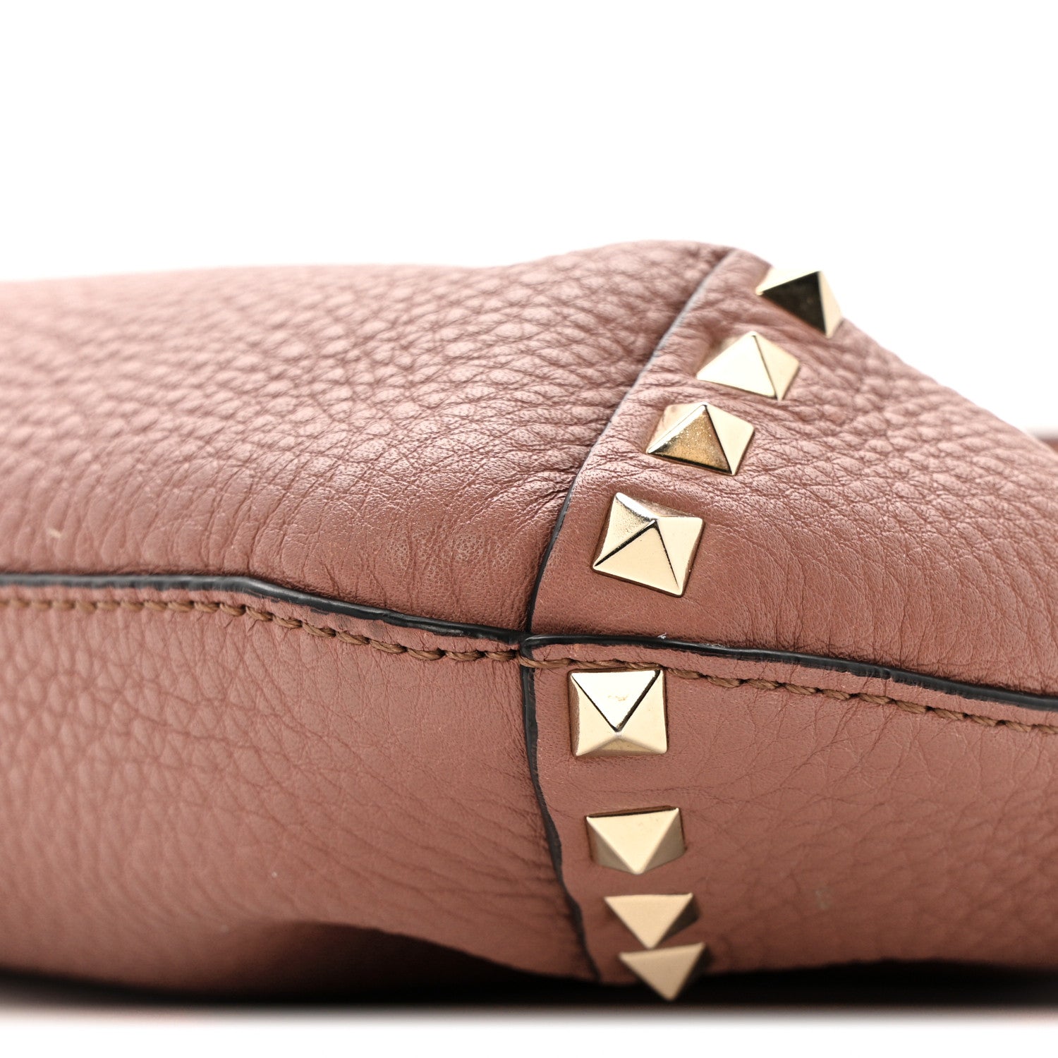Valentino Garavani Pebbled Calfskin Small Rockstud Flip Lock Hobo Dark Nude 9 of 12