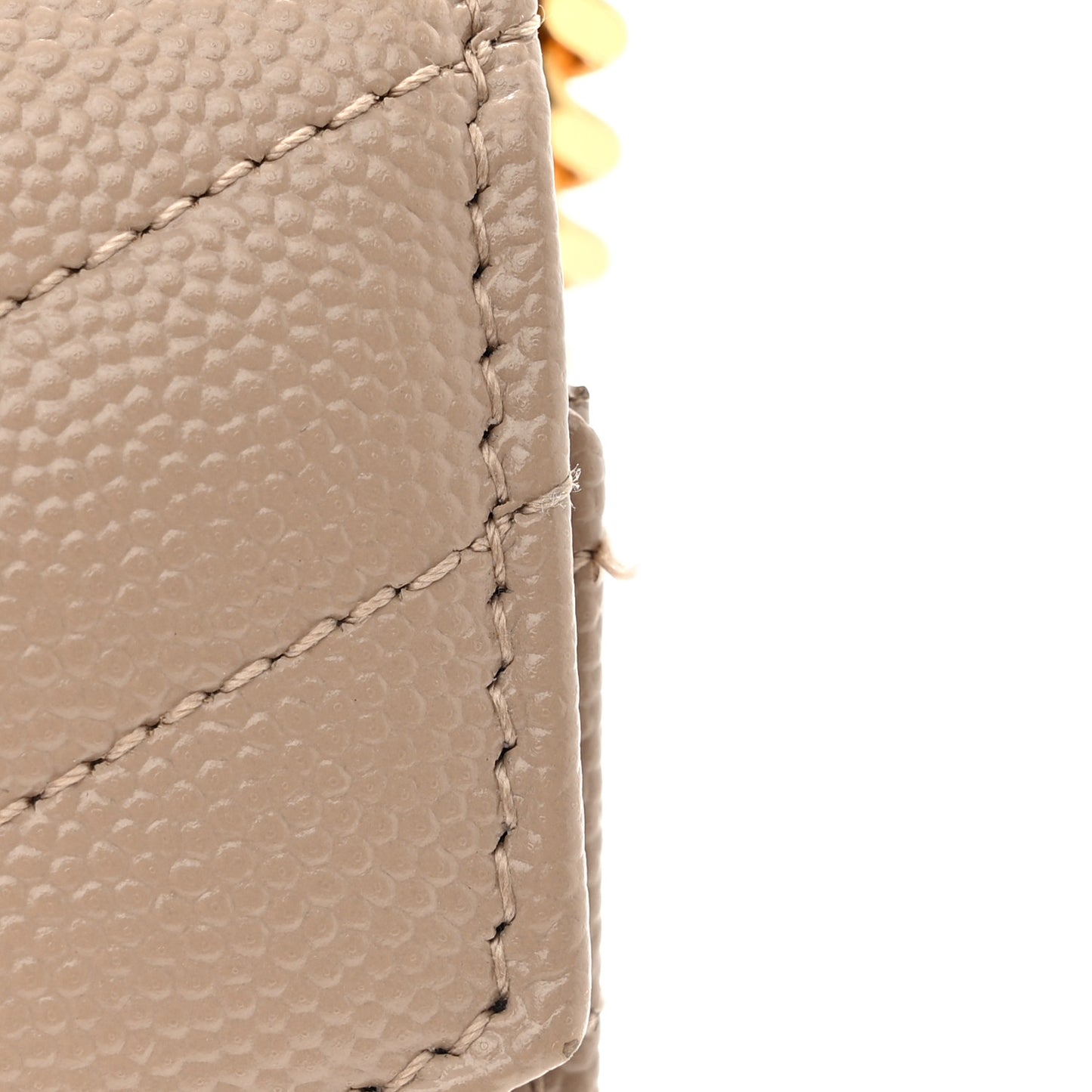Grain De Poudre Matelasse Chevron Monogram Chain Wallet Dark Beige