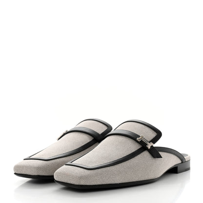 Hermes Canvas Calfskin Womens Groupie Mules 40 Prunoir Black 3 of 9