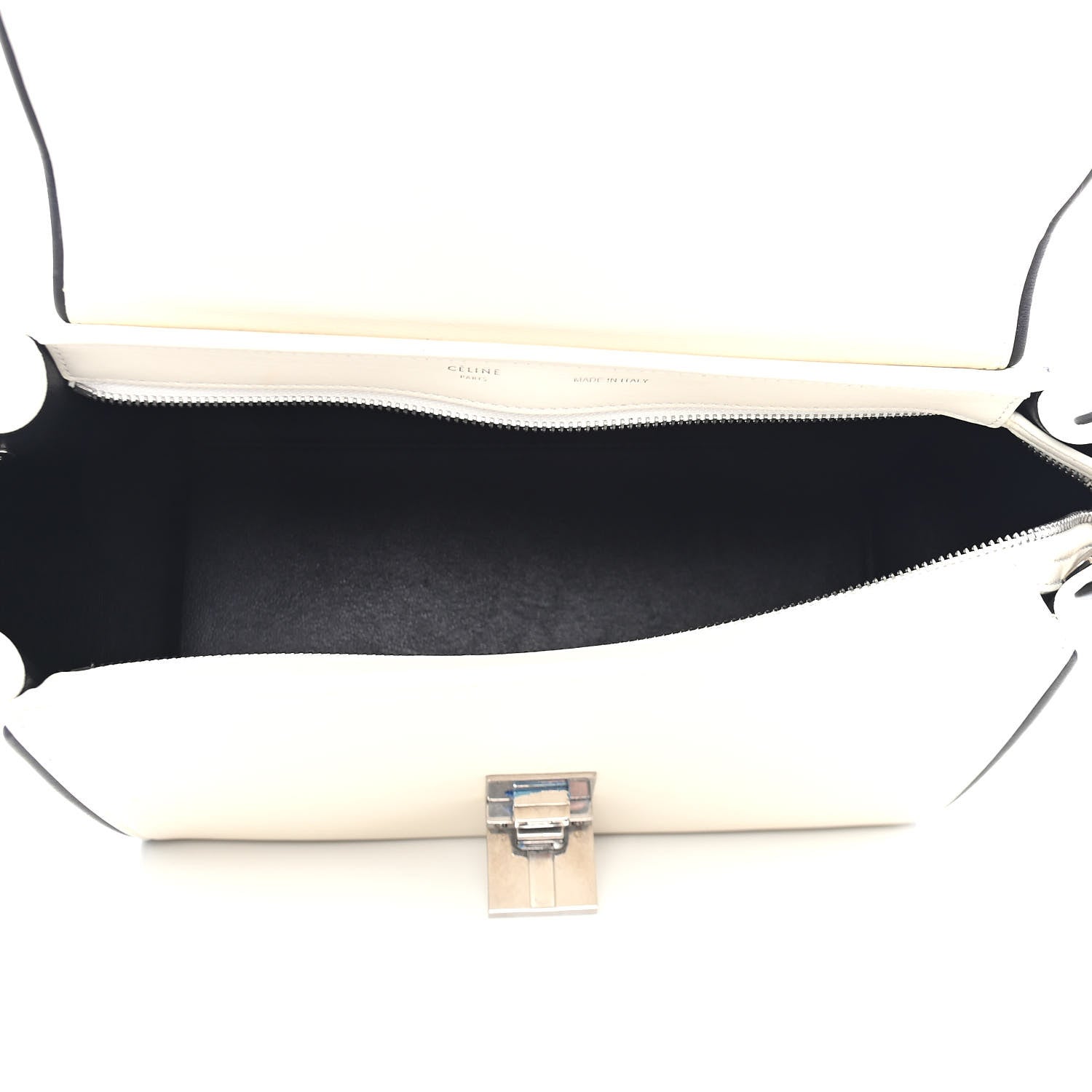 Celine Smooth Calfskin Small Trapeze White Black 5 of 8