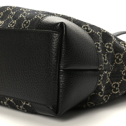 Gucci Jacquard Black Denim GG Monogram Medium Ophidia Shopping Tote Black Ivory 8 of 8
