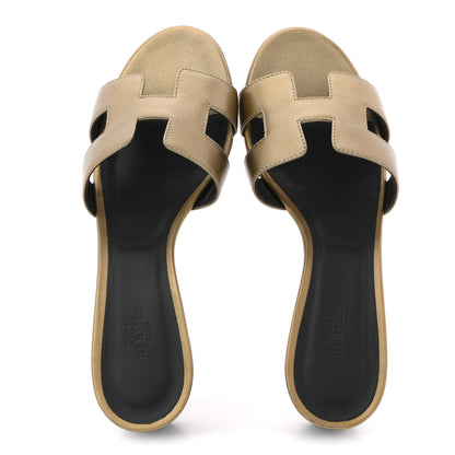 Hermes Metallic Madame Calfskin Oasis Sandals 38 Bronze 2 of 12